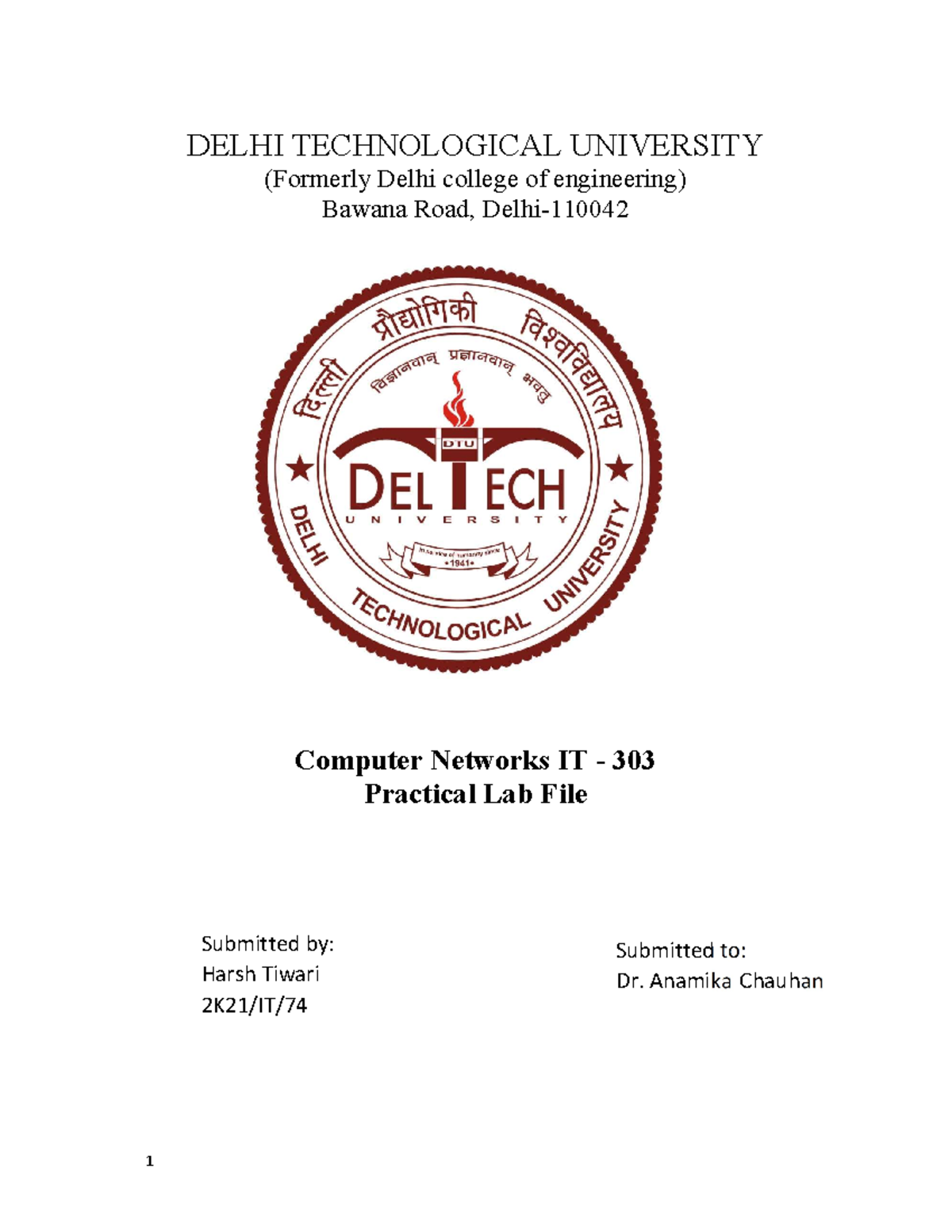 Practical Lab File for Computer Networks IT-303 - Studocu