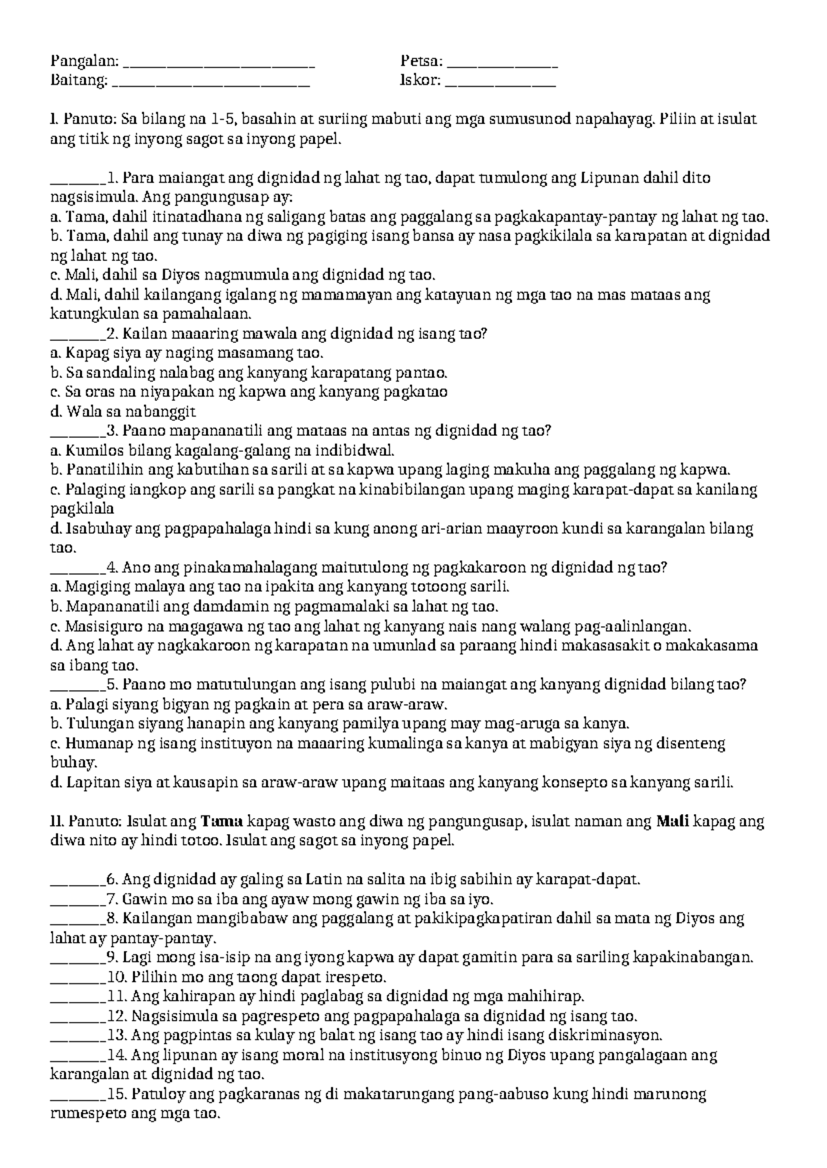 Balikan - Lecture Notes on Dignity and Respect in Society - Studocu