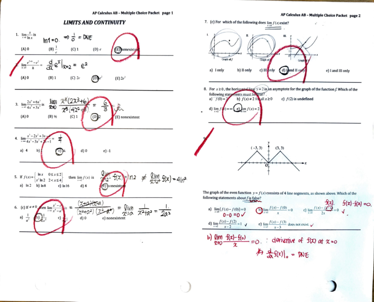AP Cal AB MCQ 1-17 - Final Exam Study Guide Summary - Studocu
