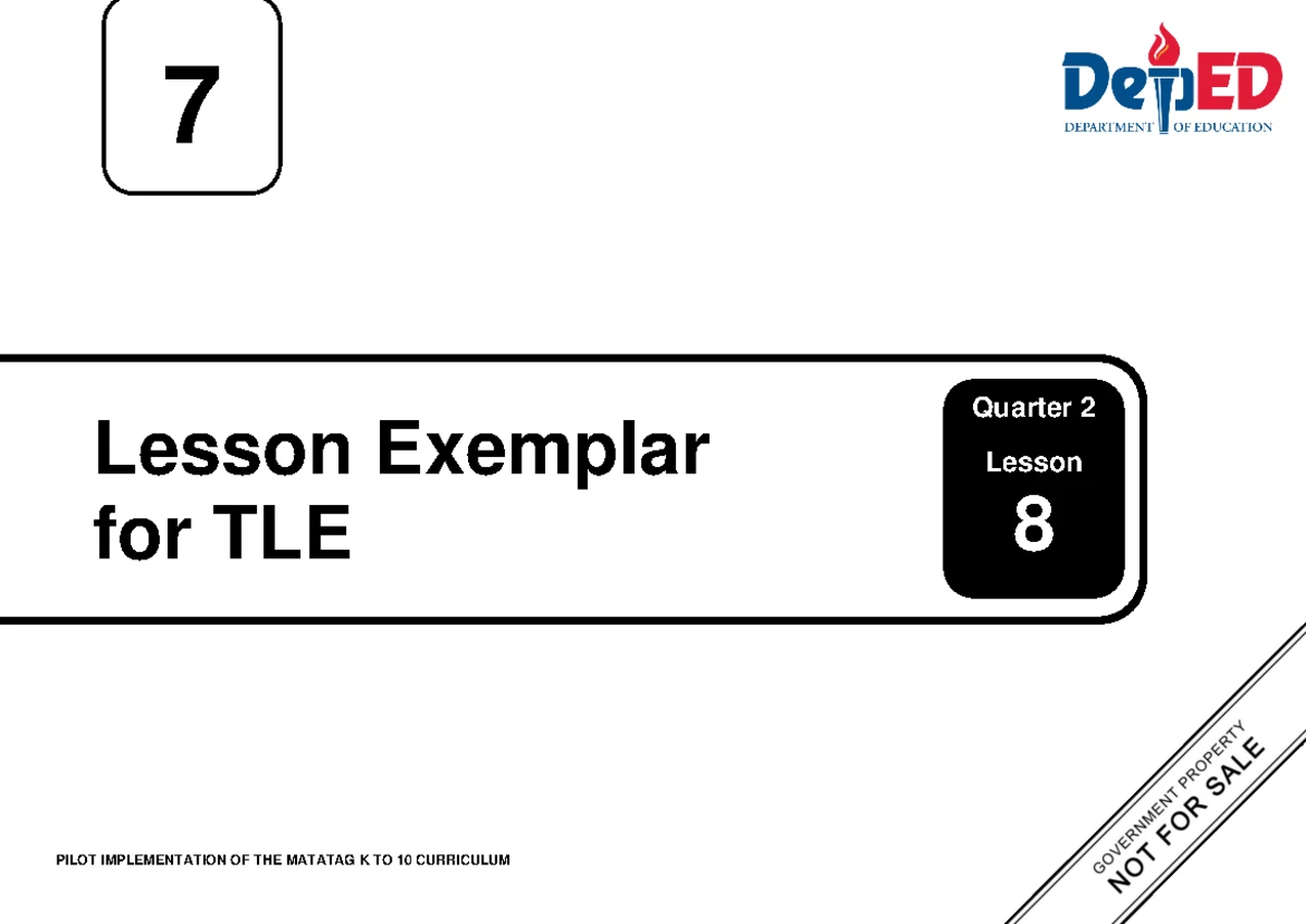 TLE 7 Q2 W1 - Lesson Plan for Pilot Implementation of MATATAG K to 10 ...