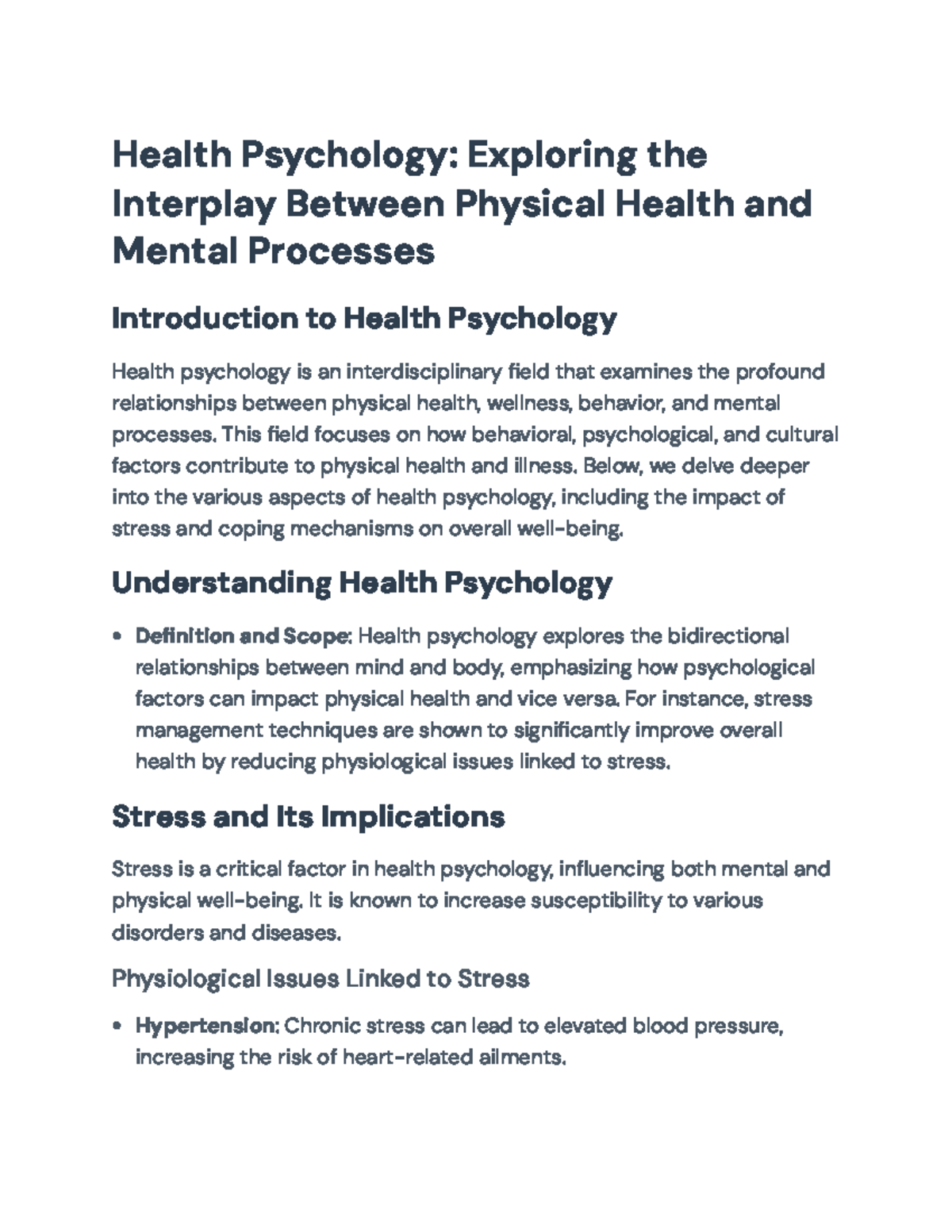 Health Psychology: Stress Management and Coping Strategies in HPSY101 ...