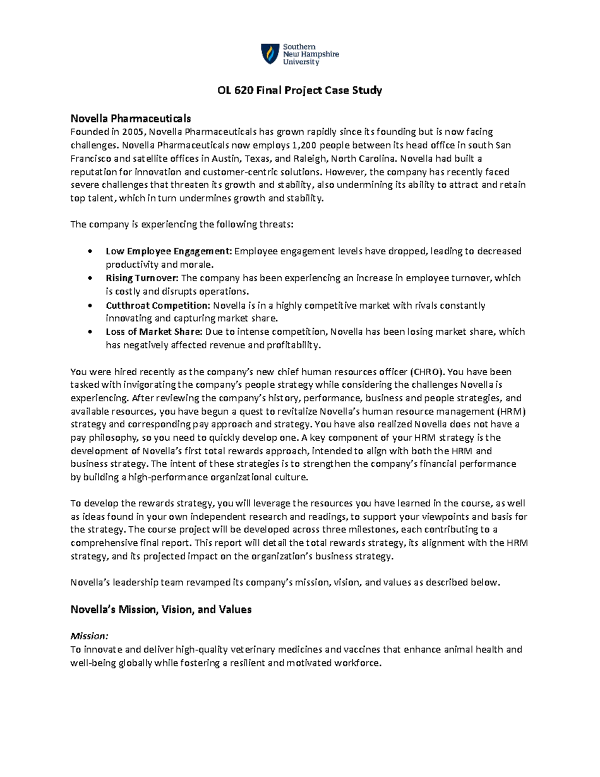 OL 620 Final Project: Revitalizing Novella Pharmaceuticals HR Strategy ...