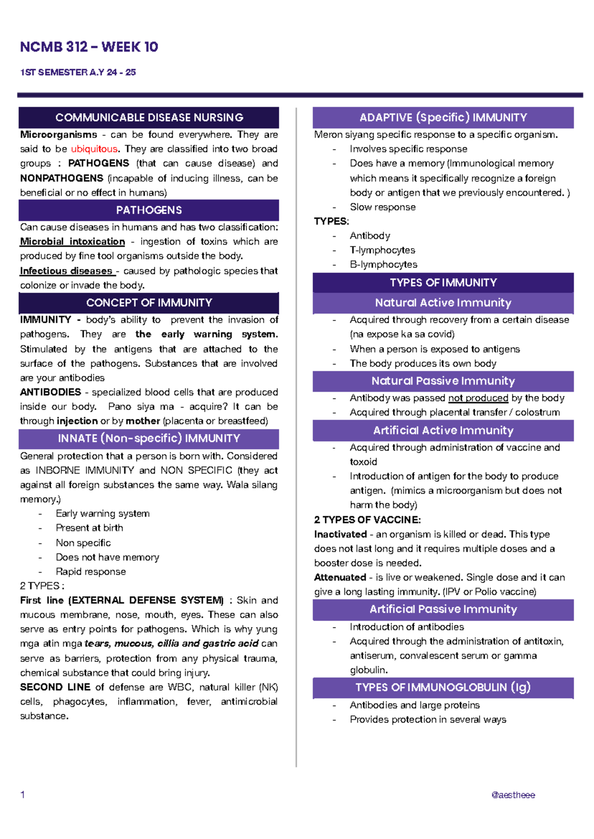 Week 10 medsurg intro - Lecture notes, prelim midterms and finals ...