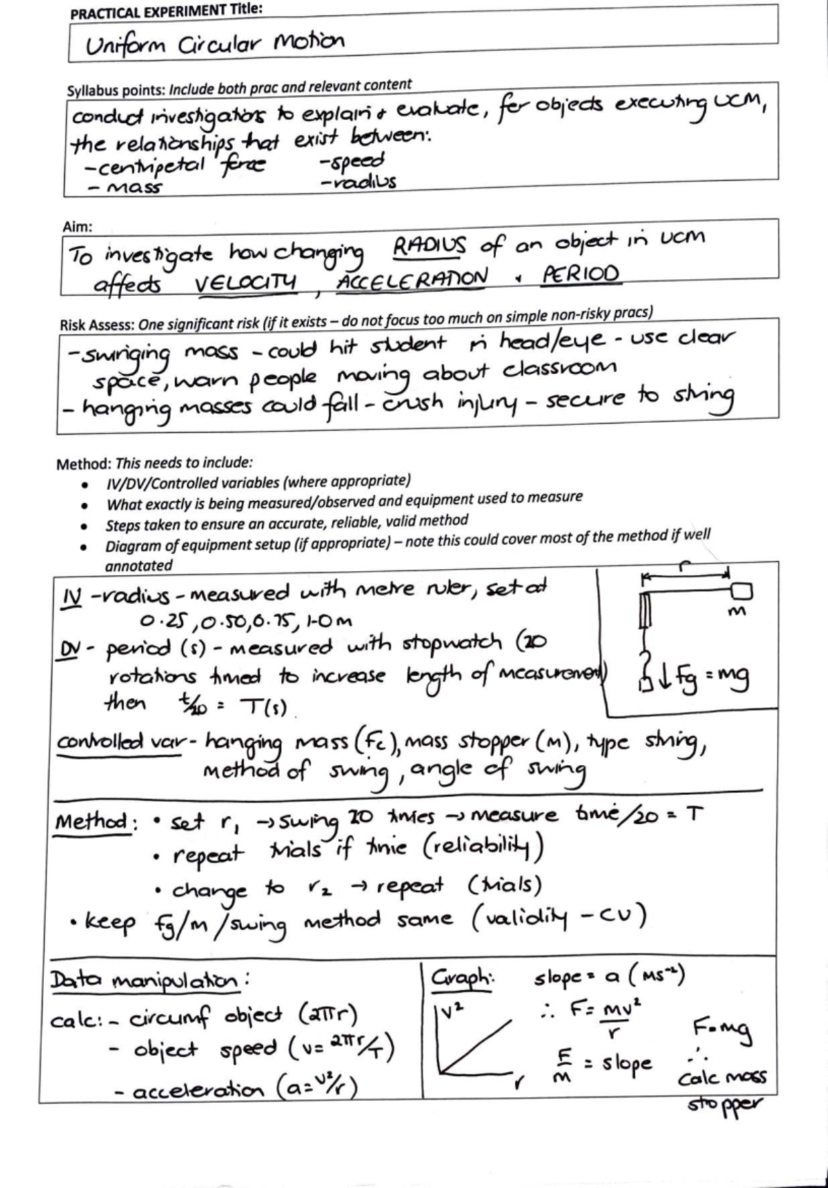 Yr 11 PHYS - Task 2 - 2024 - Practical Experiment Summary - Studocu