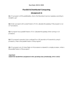 Assignment 1 parallel - Due Date: Parallel Distributed Computing ...