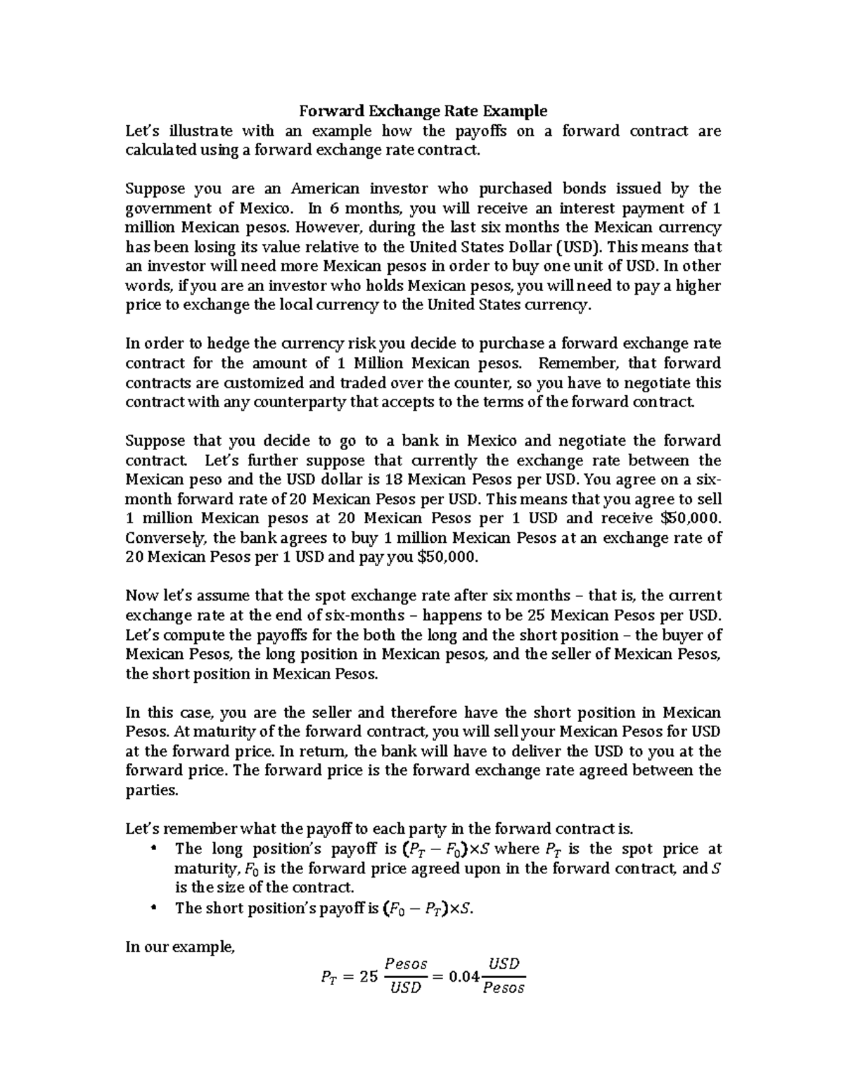 Forward Exchange Rate Contract Example Analysis for Financial Students -  Studocu