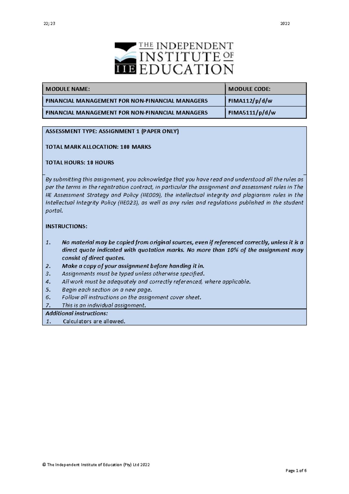 FIMA5111A1 FT - Assignment 1: Introduction to Basic Accounting Concepts ...