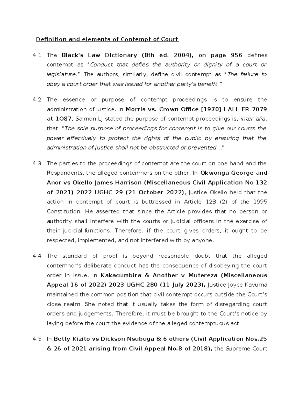 Definition and elements of Contempt of Court - 2004), on page 956 ...