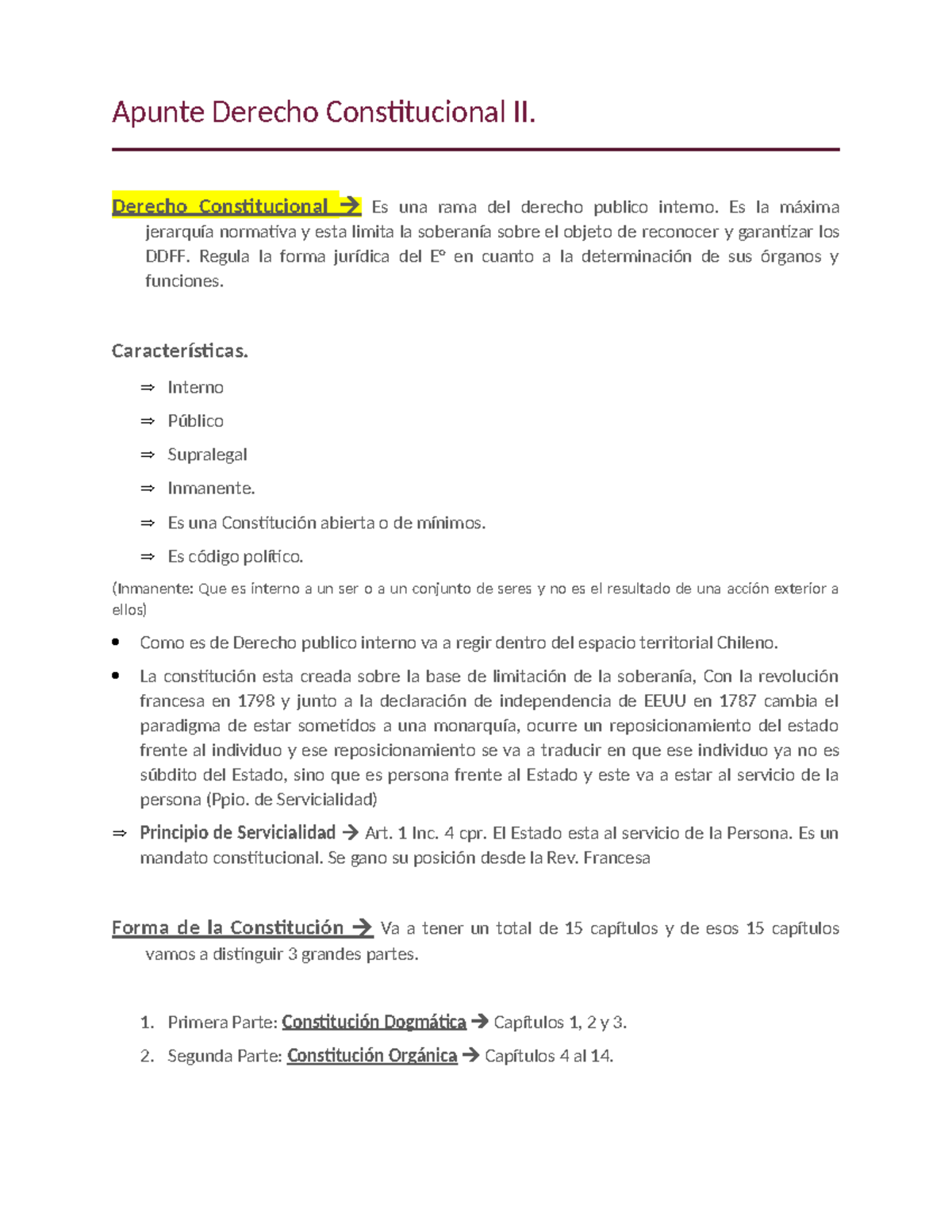 Apunte Examen Derecho Constitucional II: Fundamentos y Estructura - Studocu