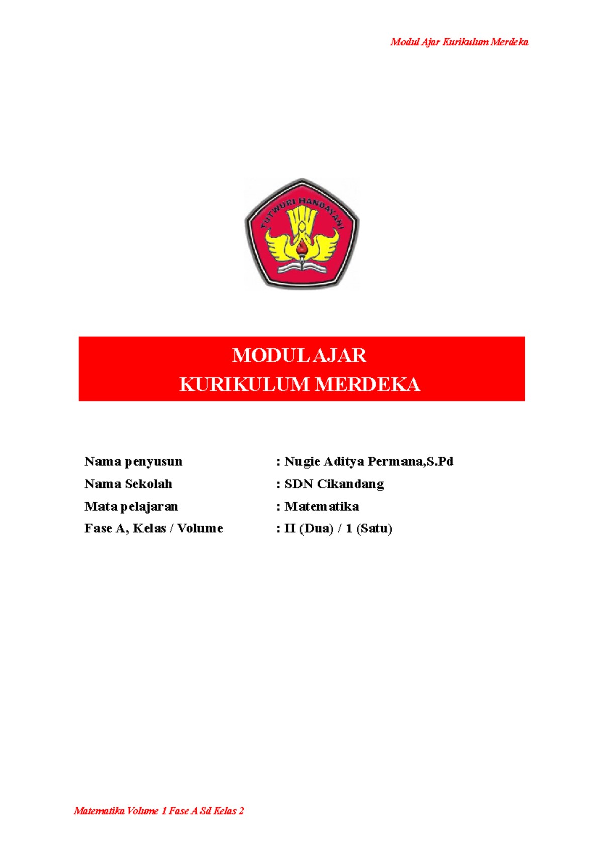 Modul Ajar Matematika Kelas 2 Fase A Unit 4: Posisi & Pola Benda - Studocu