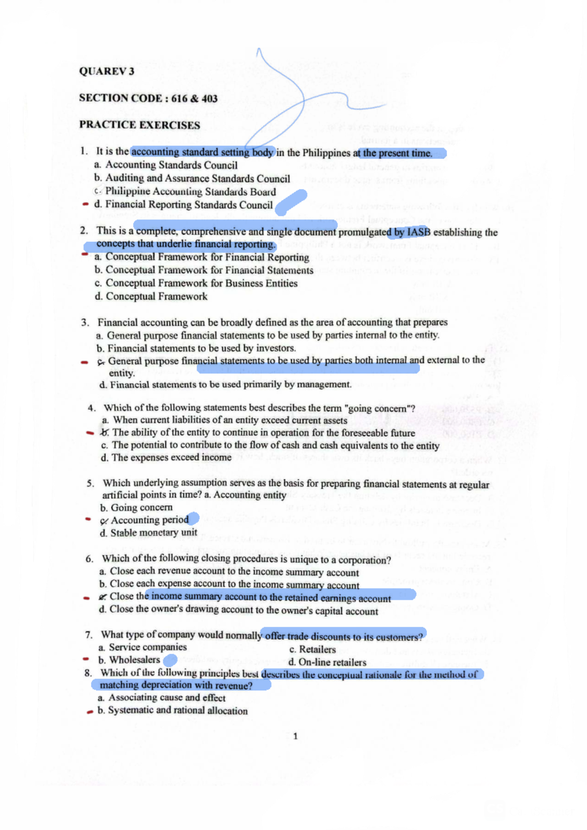 QUAREV 3 SECTION CODE: 616 403 ACCOUNTING PRACTICE EXERCISES - Studocu