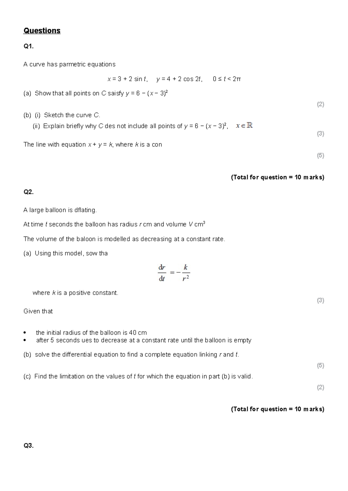 Parametric Equations Study Guide - MS 903845 - Studocu