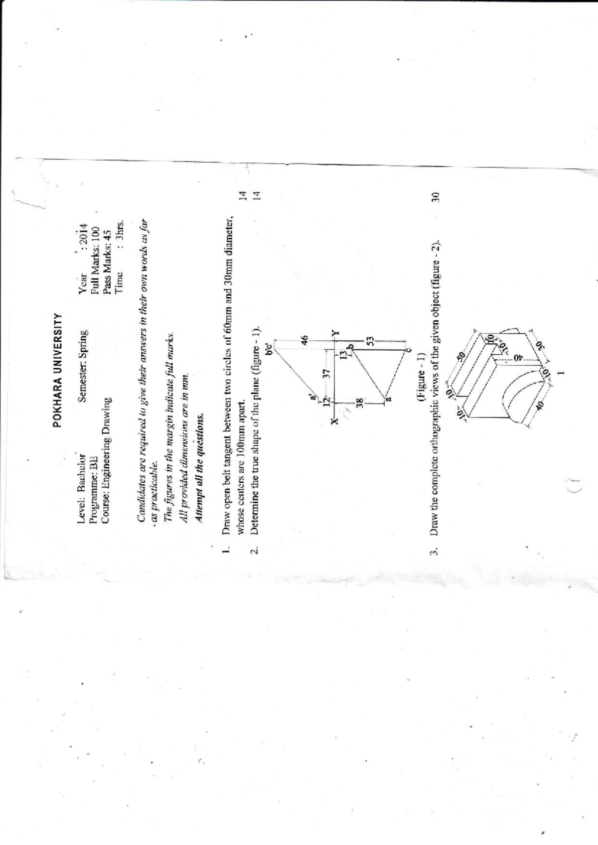 Engineering Drawing - Past Questions (ED 101) - Studocu