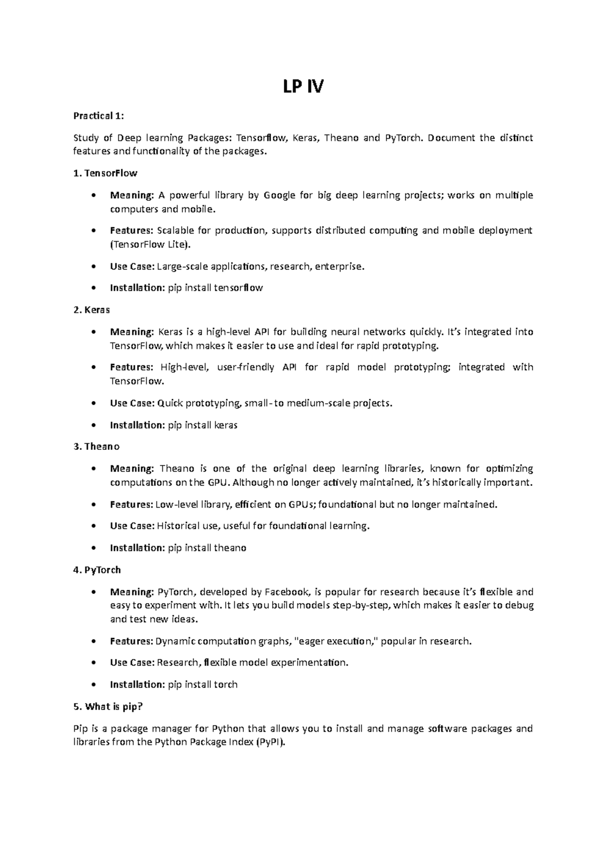 LP IV VIVA - Practical detailed info of lp 4 - LP IV Practical 1: Study ...