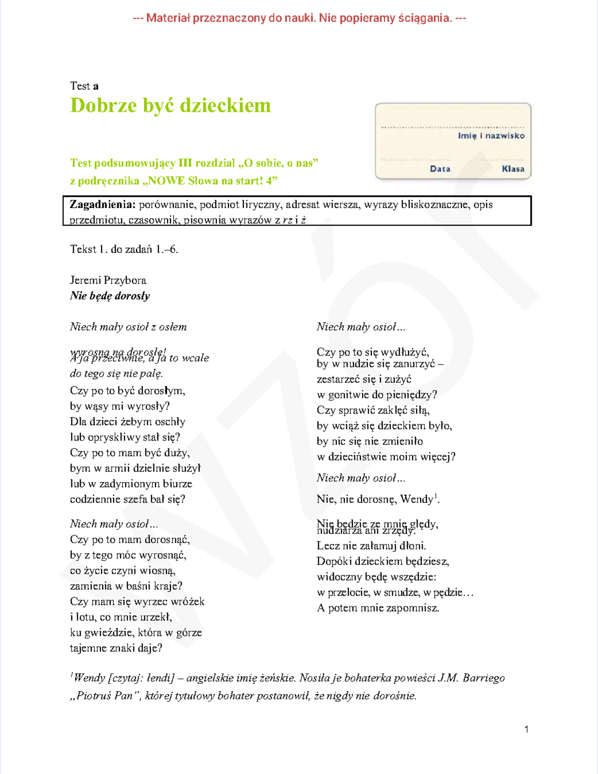 Bliżej Słowa 3 Sprawdzian Podsumowujący Arkusz www.studocu.com