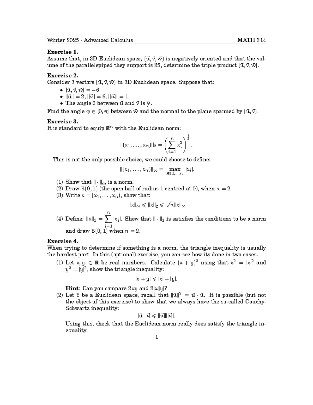 Winter 2025 MATH 314 Advanced Calculus Lecture 3 Detailed Notes - Studocu