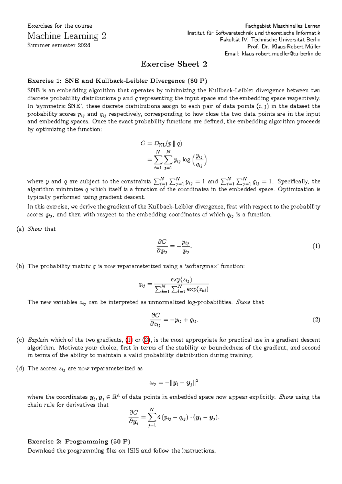 Machine Learning 2 - Exercise Sheet 2: SNE and Divergence Analysis ...