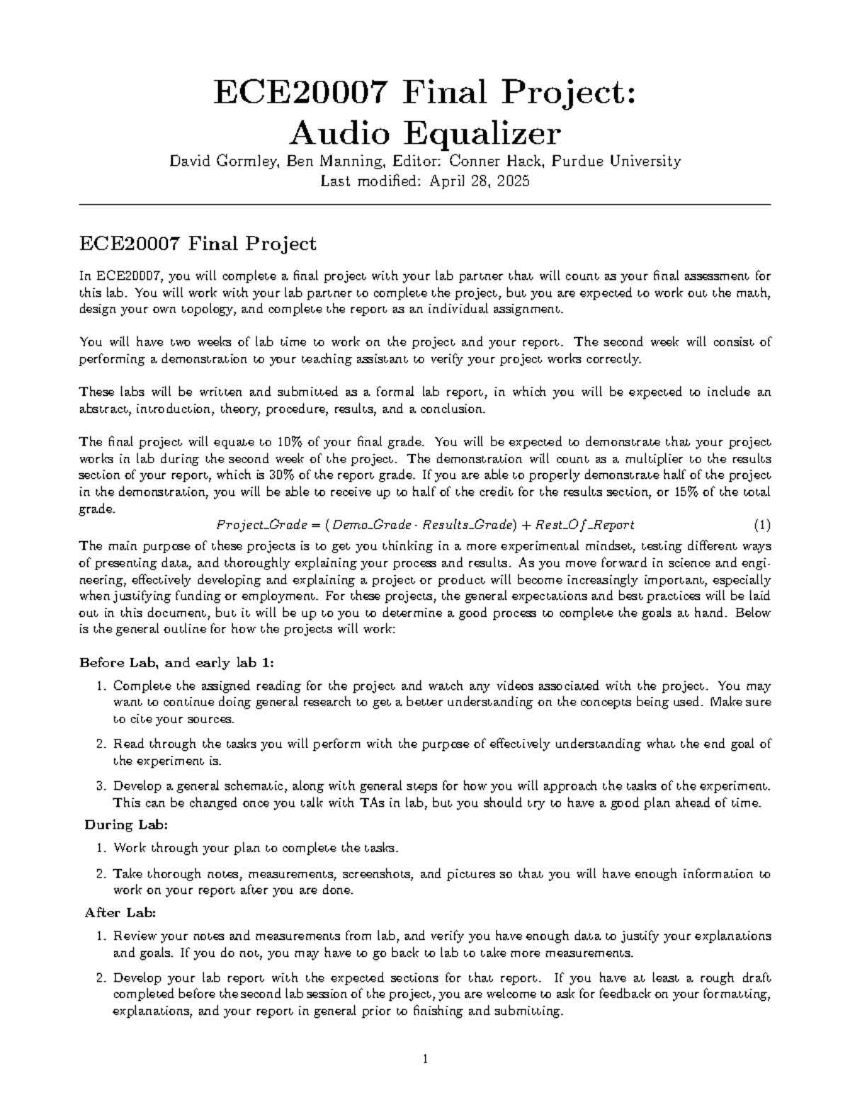 Final Project: Audio Equalizer Design (ENGR 202) - Studocu