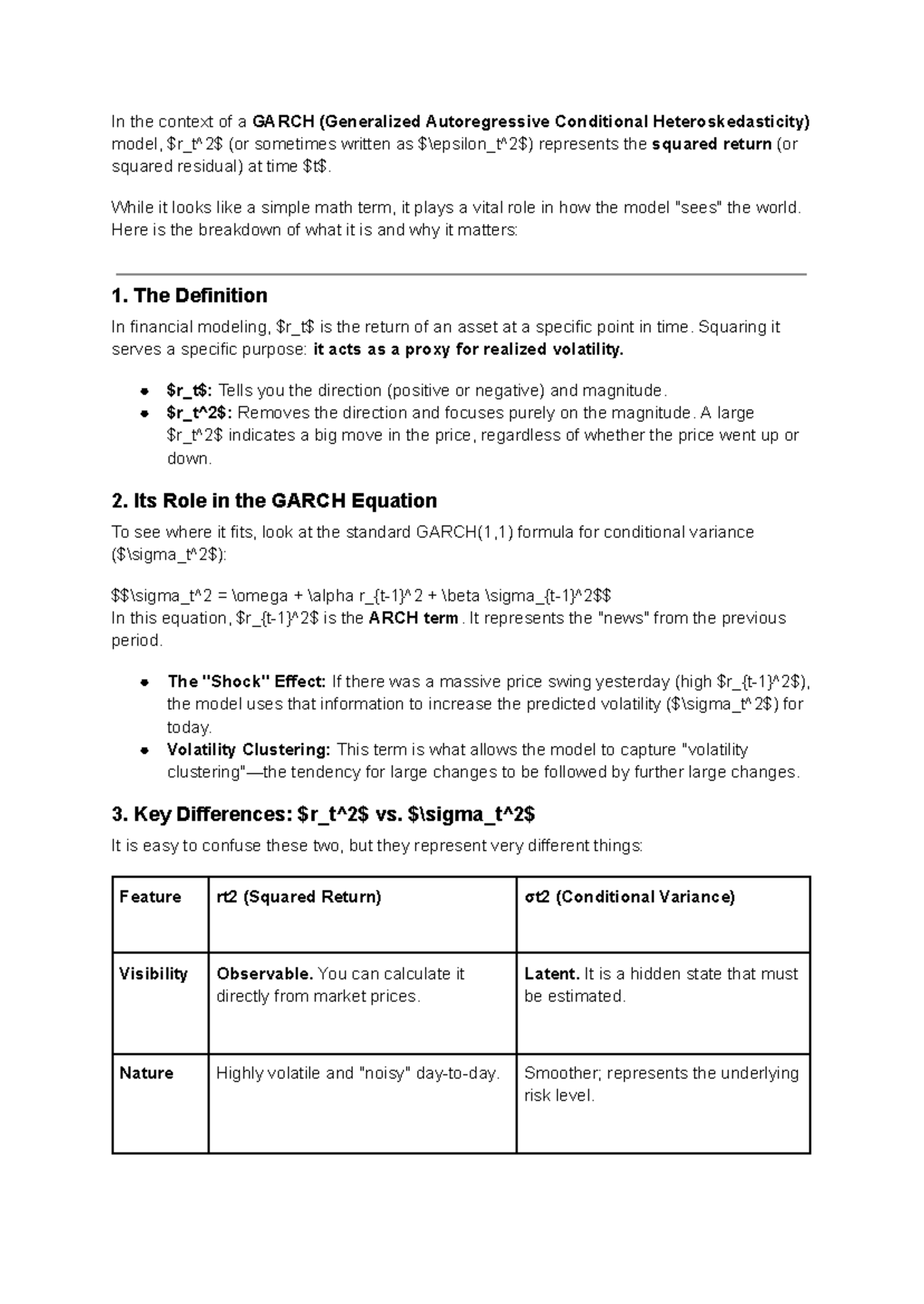 GARCH Model Insights: Understanding Squared Returns and Volatility ...