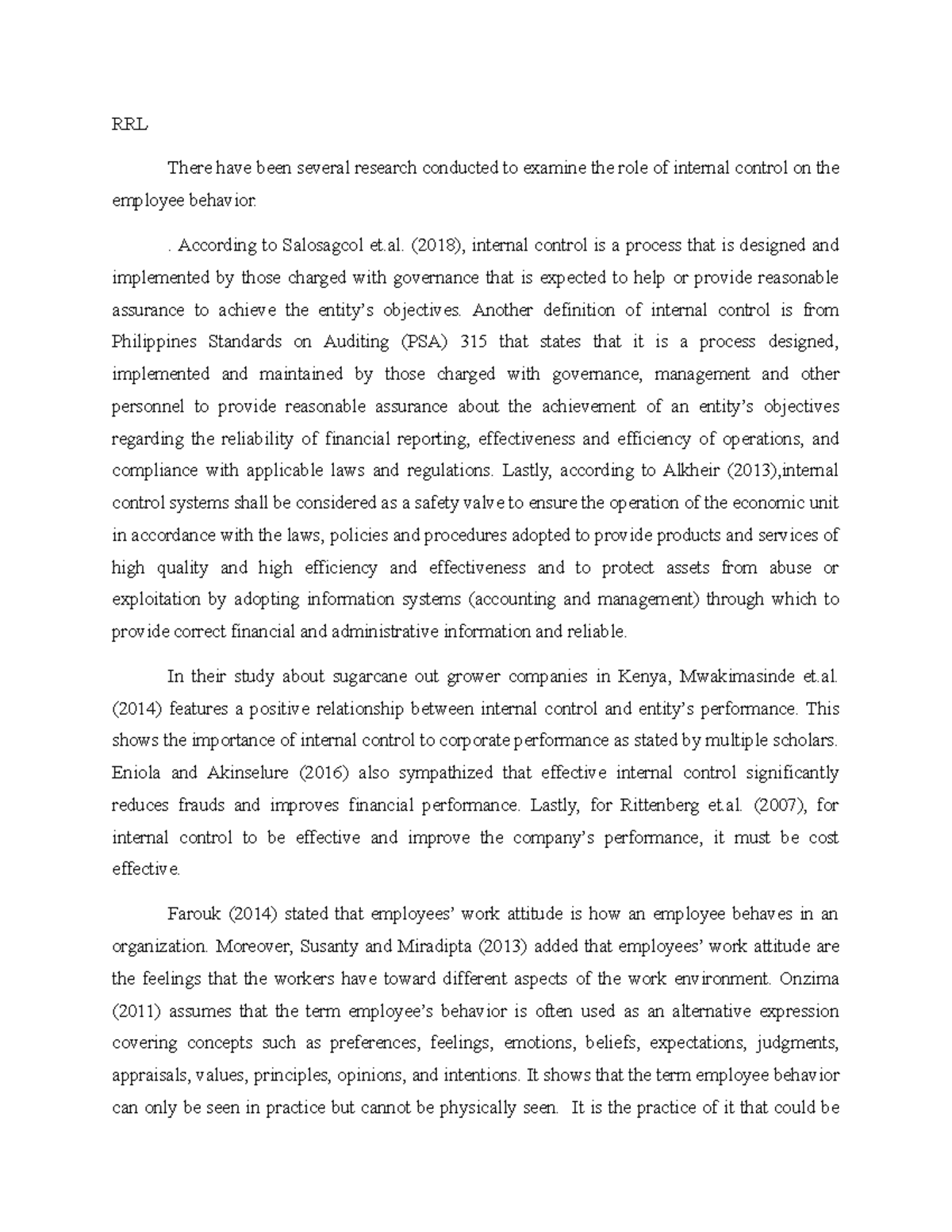 RRL - imo - RRL There have been several research conducted to examine ...