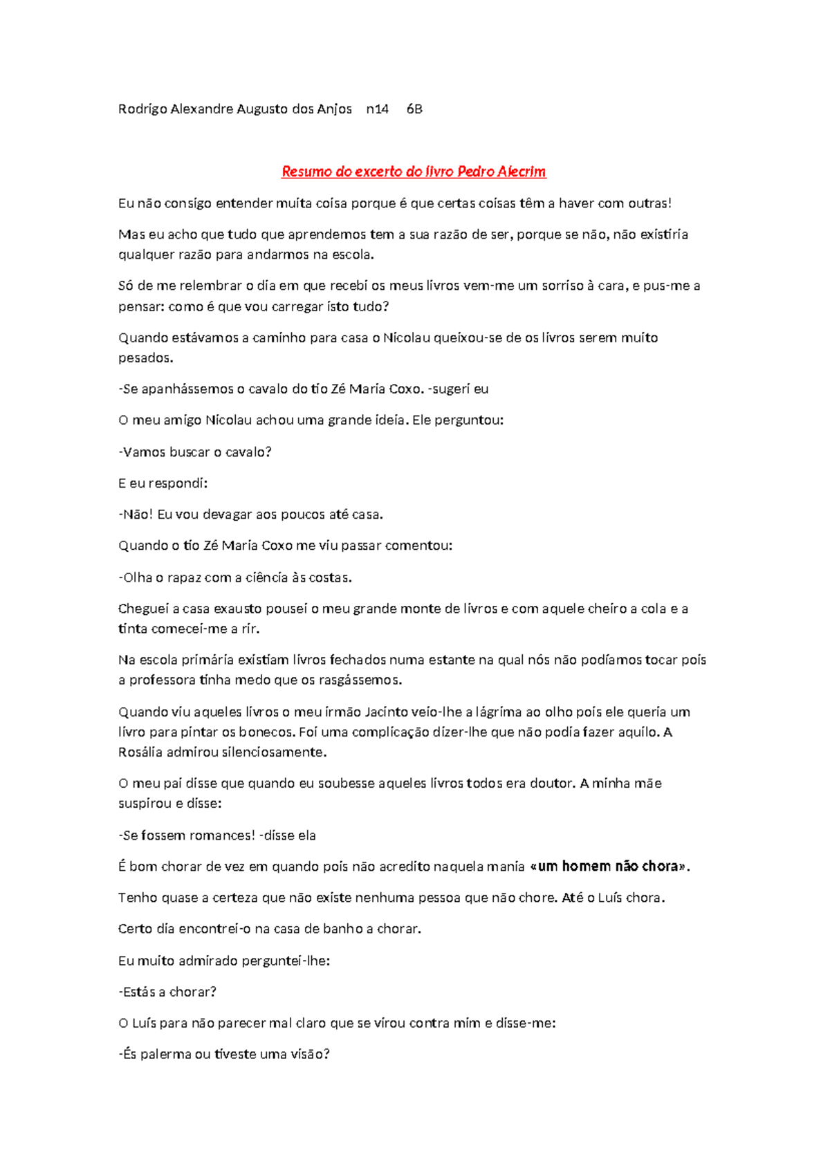 Resumo do excerto do livro 