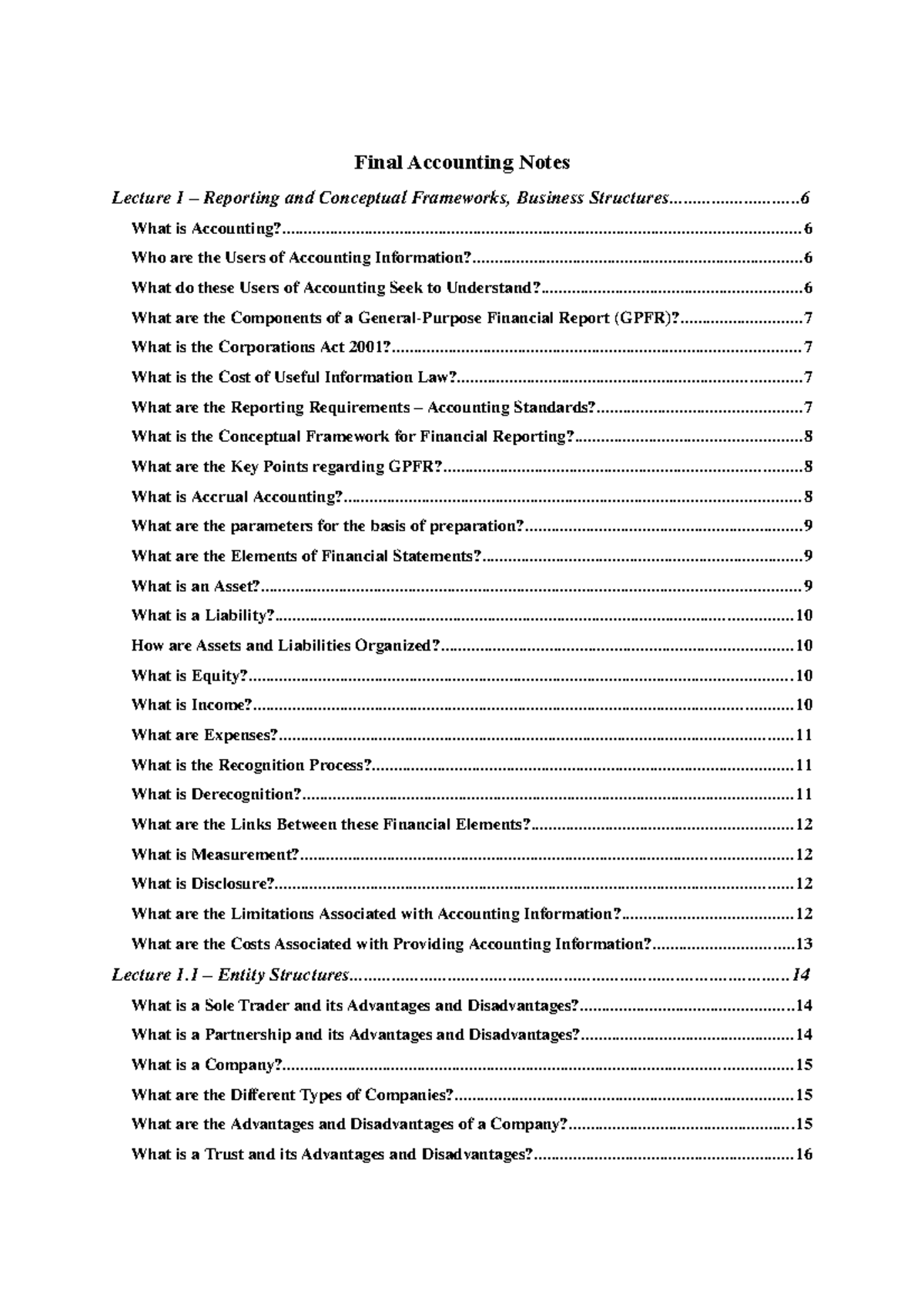 Accounting Notes for Semester 2 2021 UniMelb - Whole Subject ...