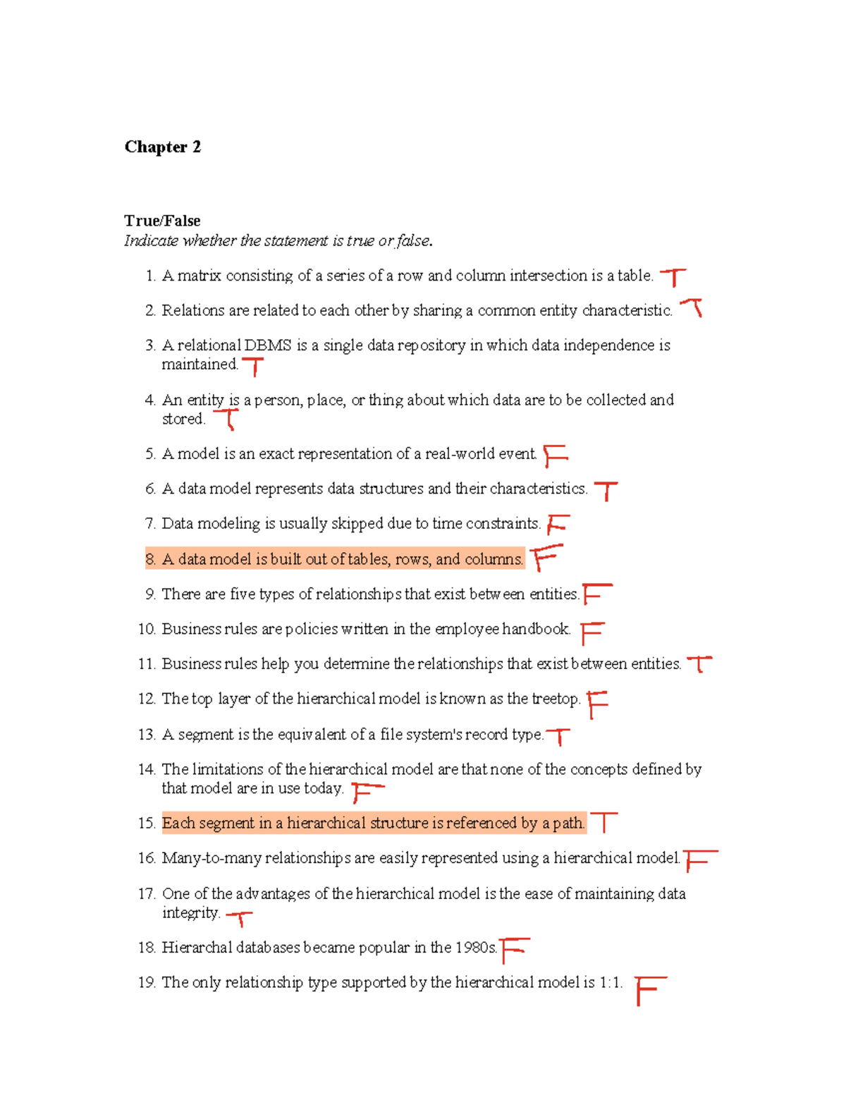 Chapter 2 Questions & Answers: True/False & Multiple Choice - Studocu