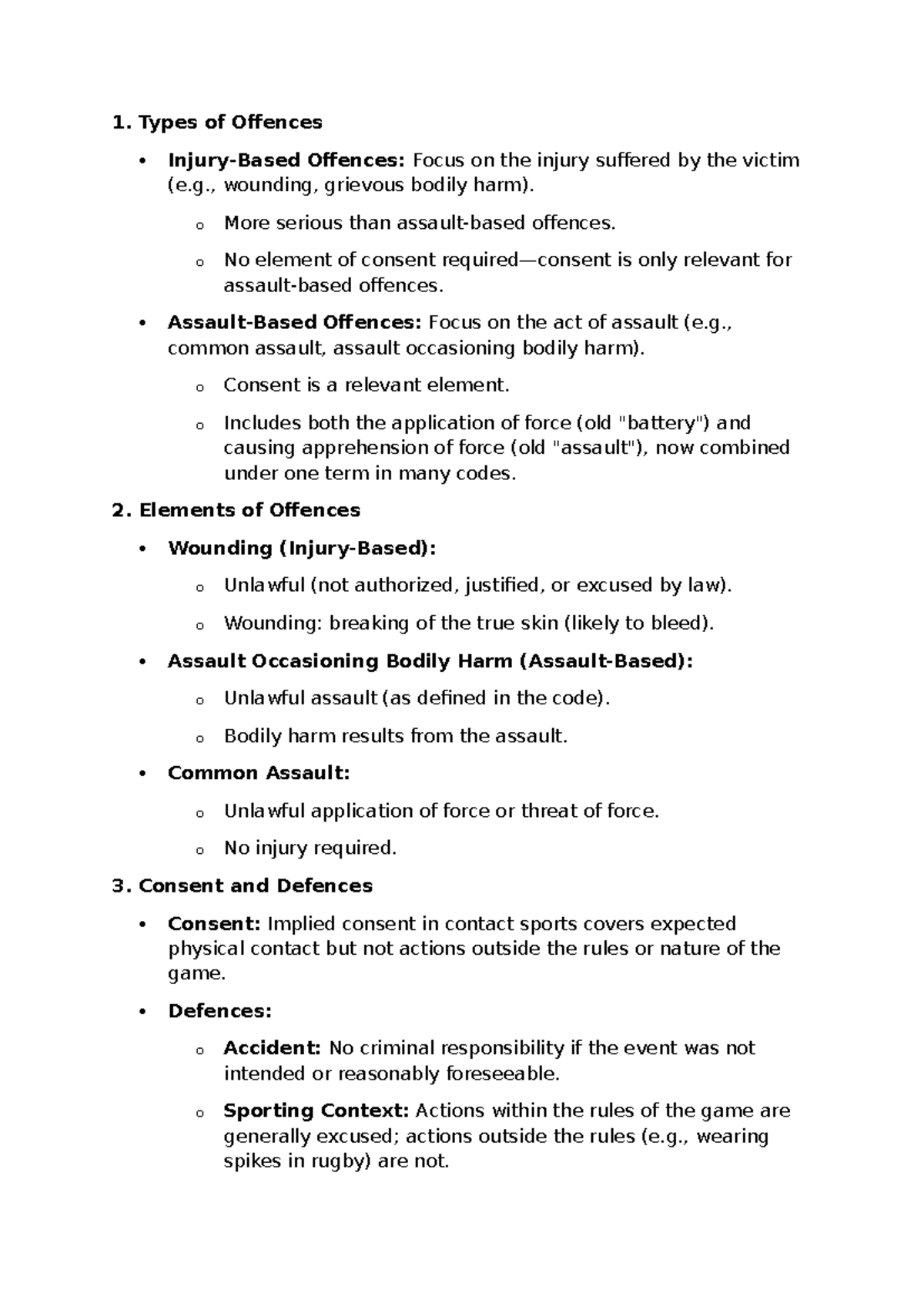 Crim 101: Types of Offences and Legal Defences - Week 6 Tutorial - Studocu