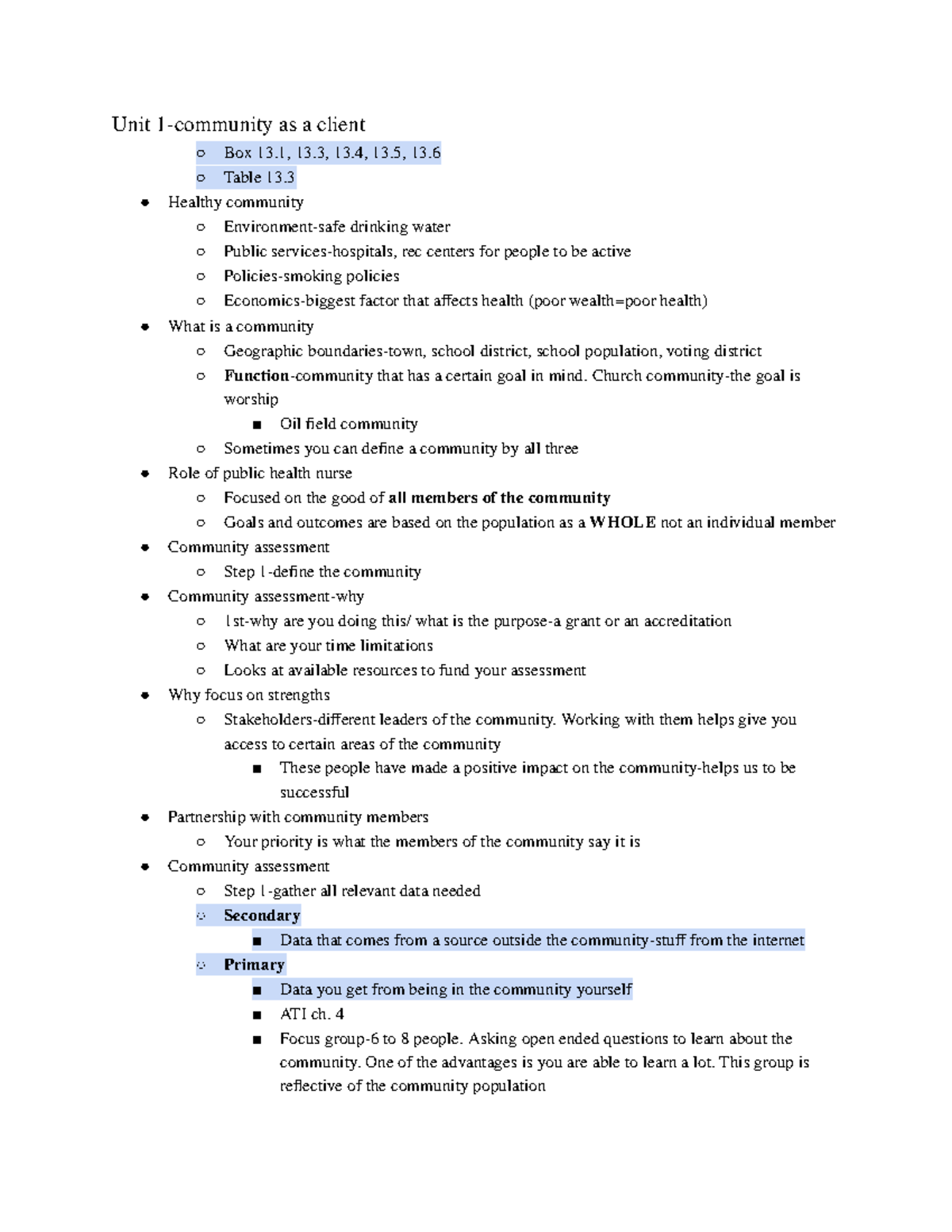 Exam 1 Notes: Public Health Concepts and Community Assessment - Studocu