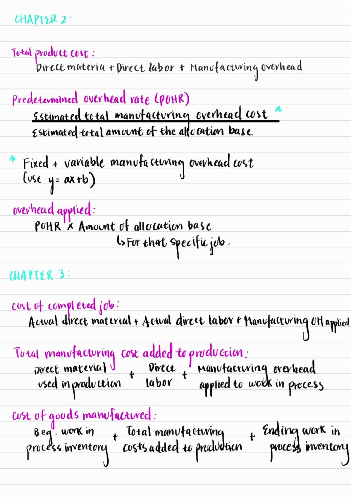 Managerial ACCP 374 Chapter 1-4 Formulas - ECO 374.00 - Studocu