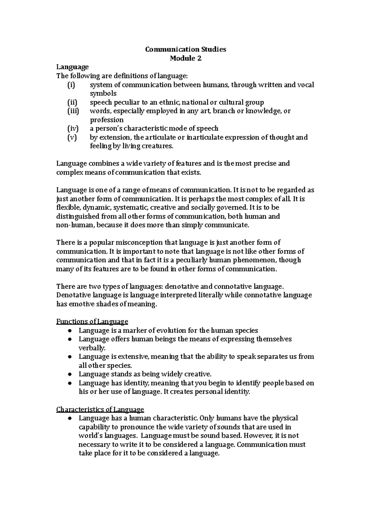 Communication Studies Module 2: Understanding Language Definitions and ...