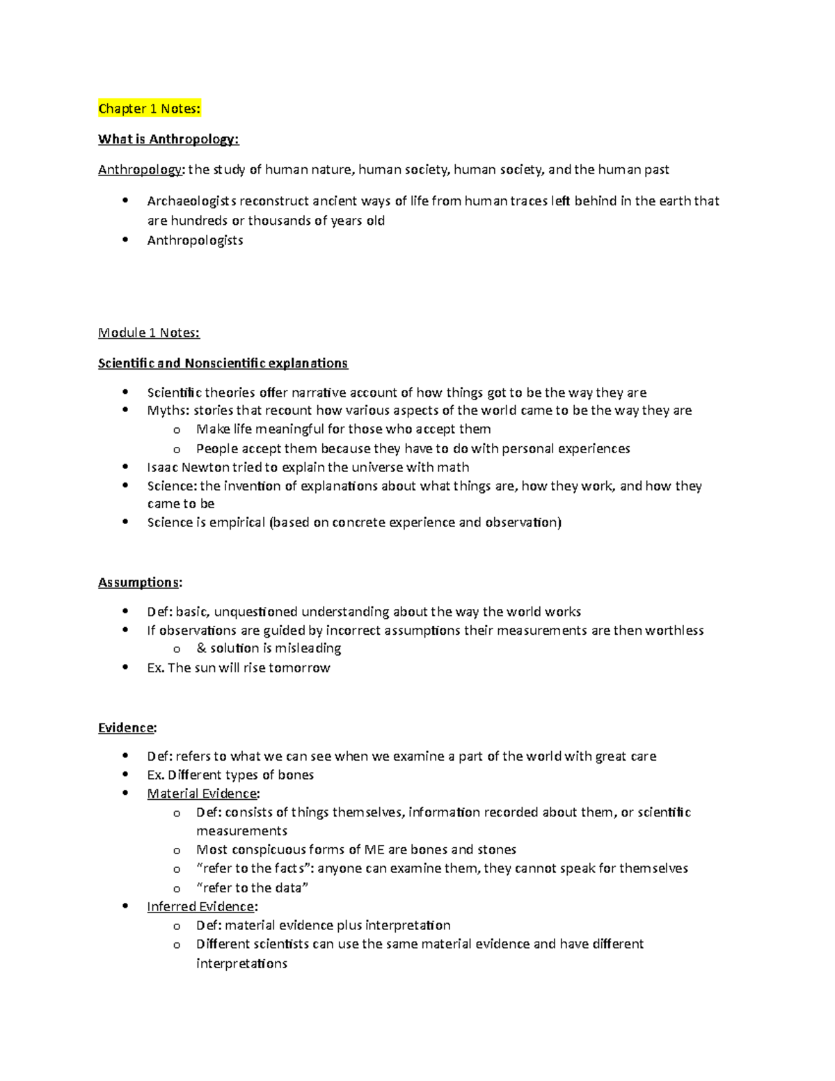 Chapter 1 Notes - Chapter 1 Notes: What is Anthropology: Anthropology ...