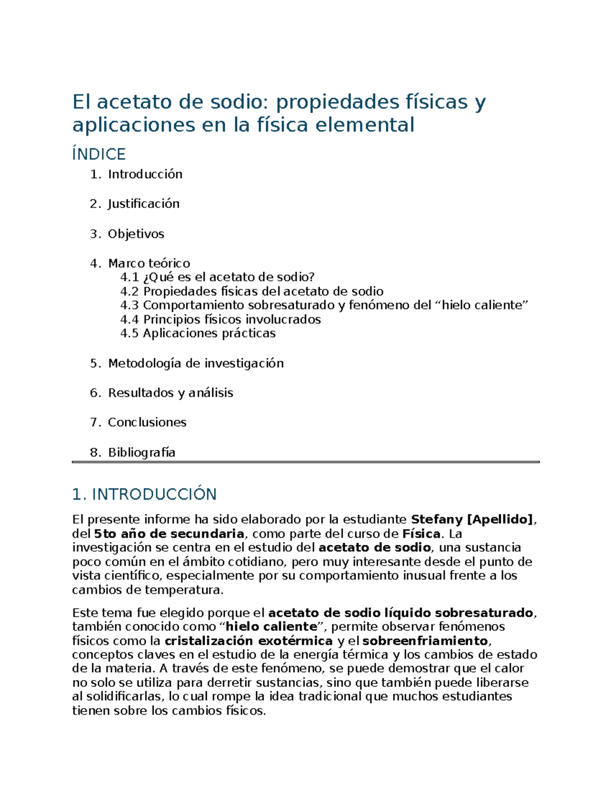 Propiedades y Aplicaciones del Acetato de Sodio en Física (FIS-5) - Studocu
