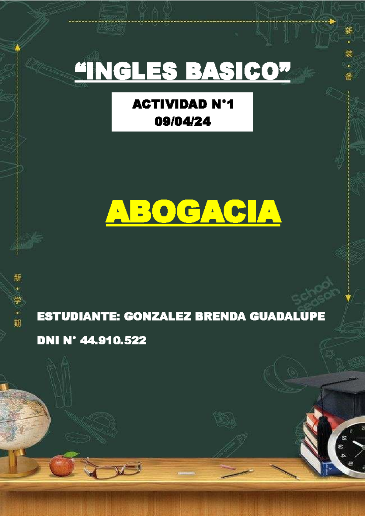 INGLES BASICO - ACTIVIDAD N°1 (ABOGACIA) - Studocu