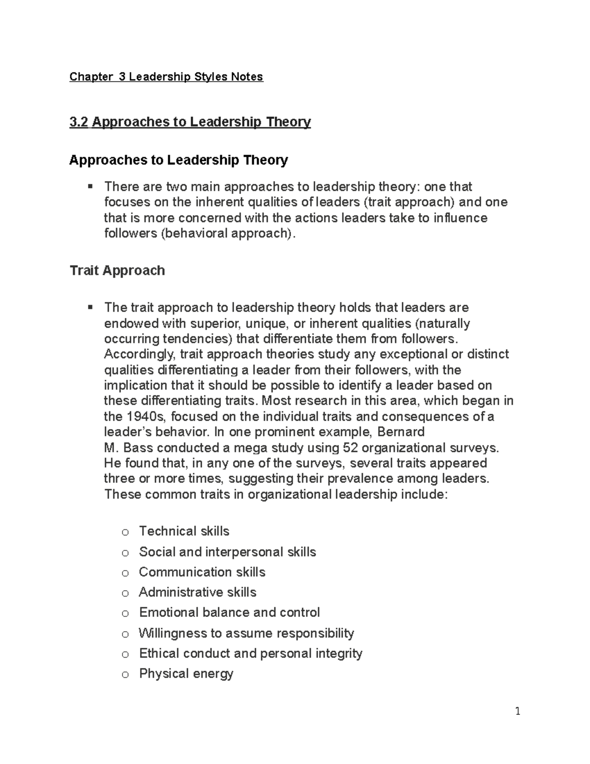 Leadership Styles and Their Effects on Org. Dynamics - CH 3 Notes - Studocu
