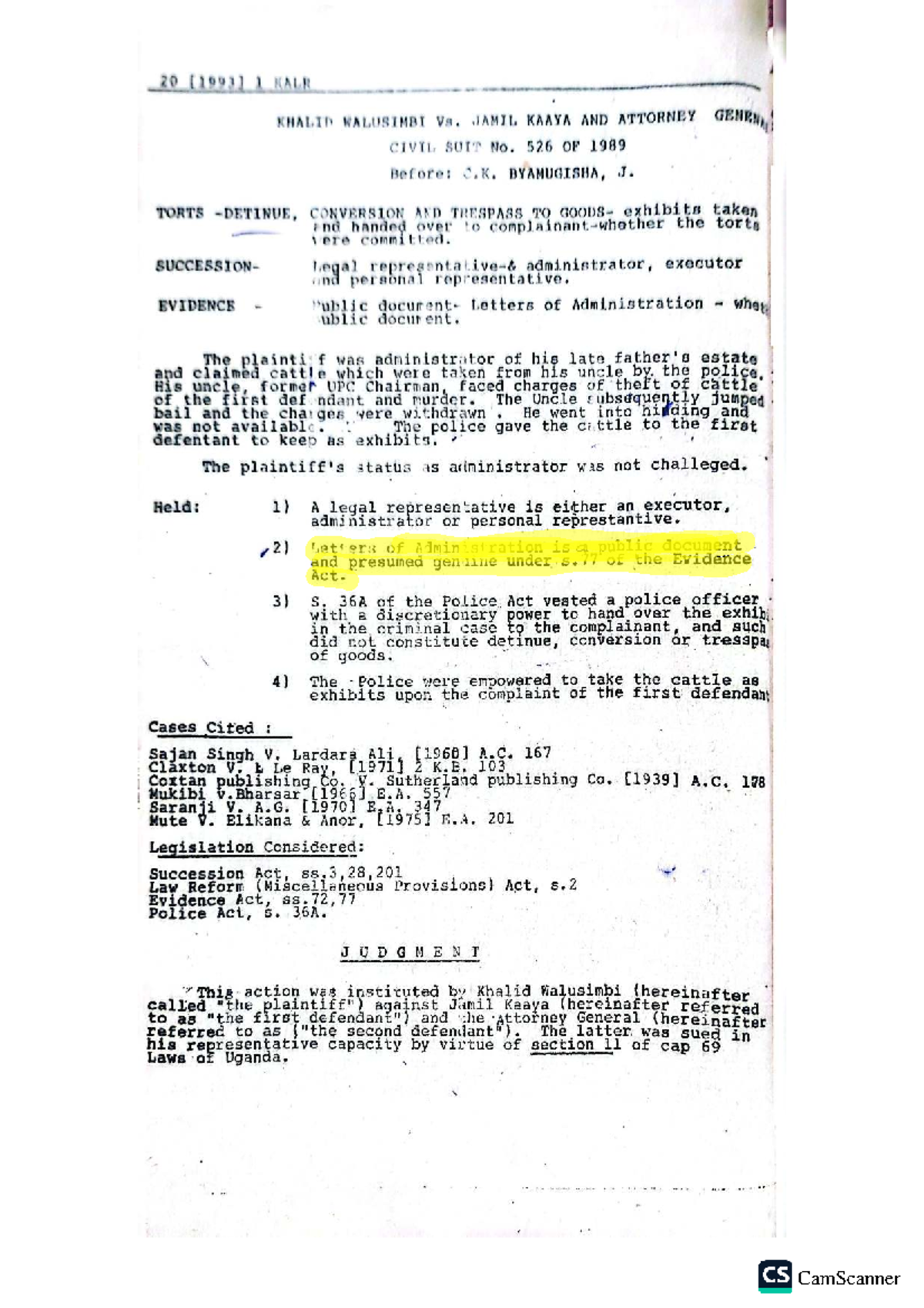 CIVTL 8017: Judgment on Torts - Conversion and Trespass Case - Studocu