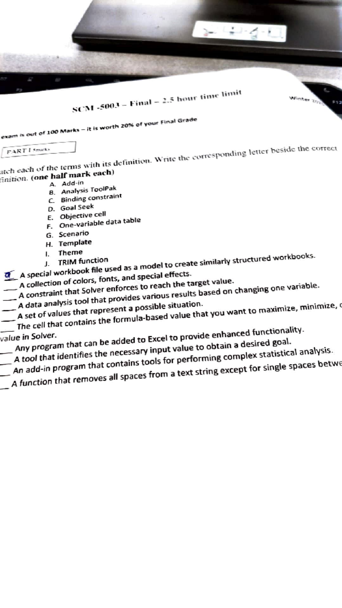 SCM 2025 Final Exam: Excel Project Instructions and Guidelines - Studocu