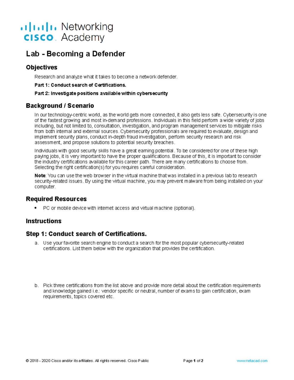 2.2.5 Lab - Becoming a Defender and training - Lab - Becoming a ...