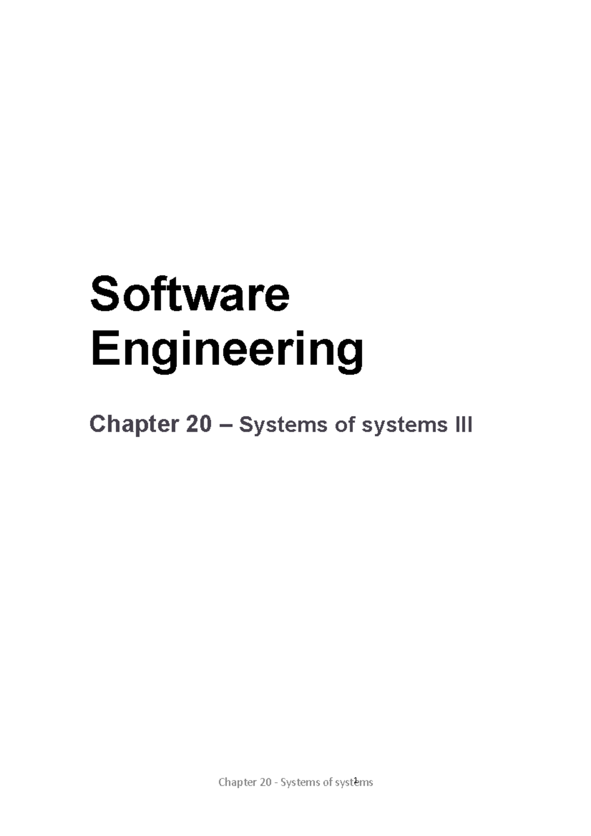Software Engineering - Ch20 Systems of Systems Lecture 3 Notes - Studocu