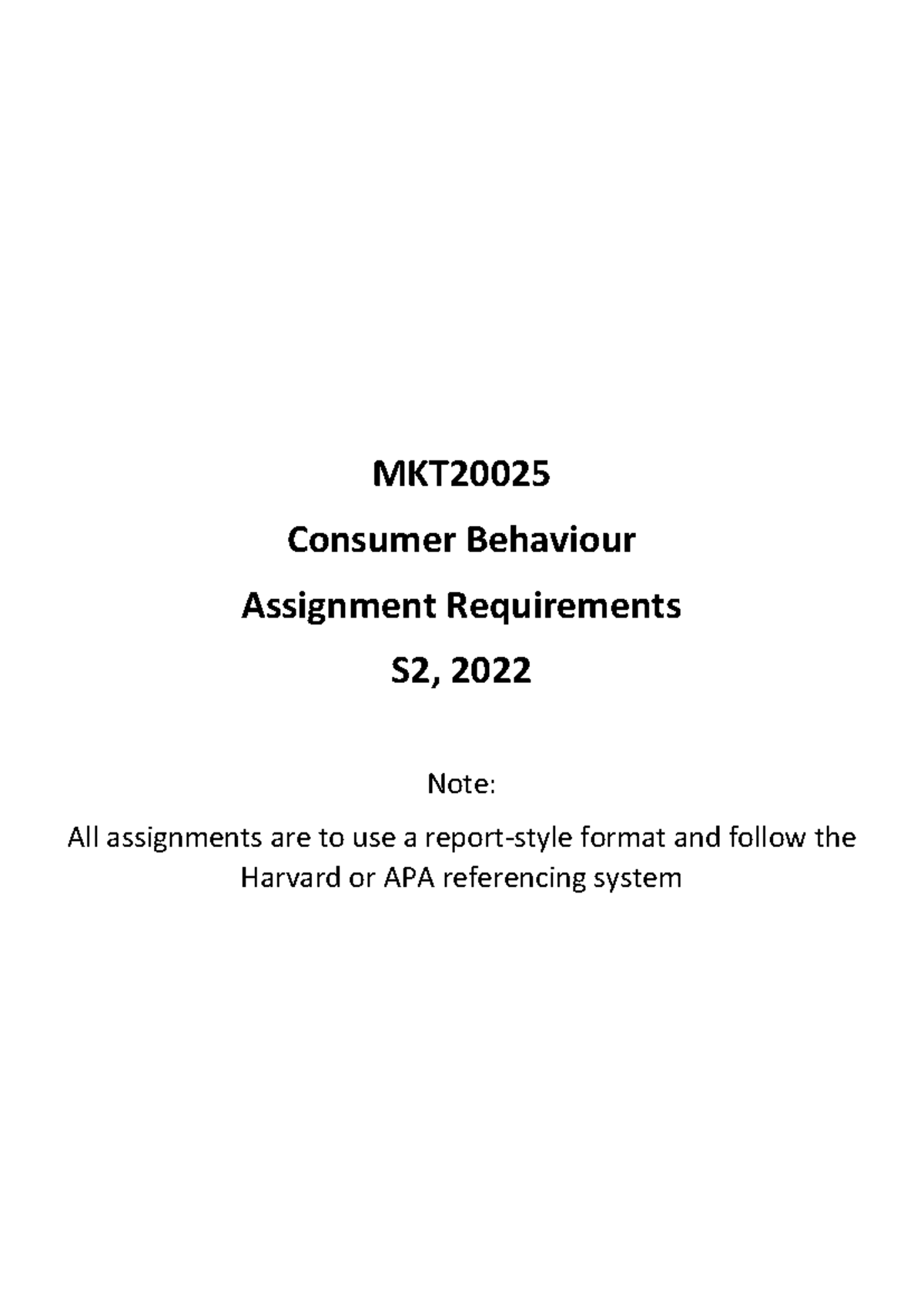 MKT2002 5 Assignment Requirements S2 2022 - MKT Consumer Behaviour ...