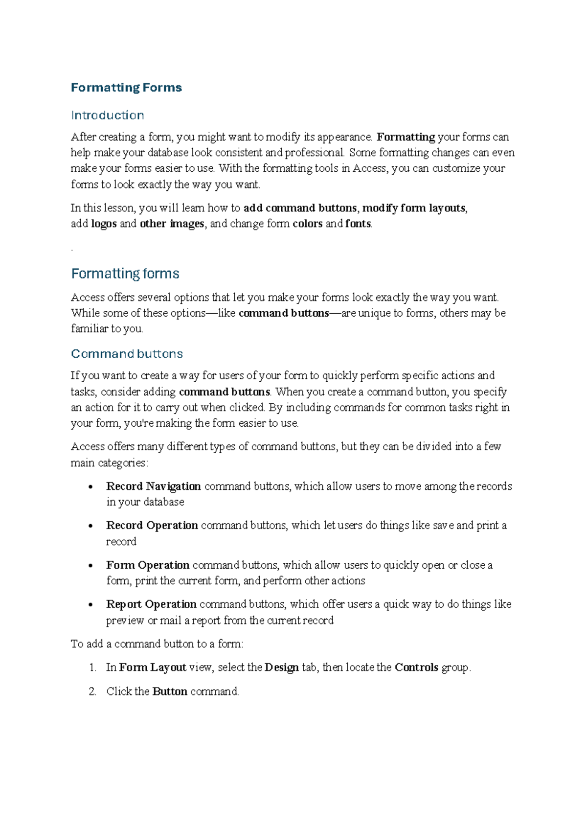 2.7 Formatting Forms - Customization Techniques and Tips - Studocu