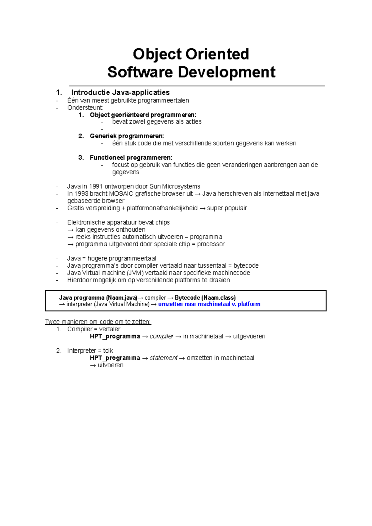 Object Oriented Software Development - Introductie Java-applicaties ...