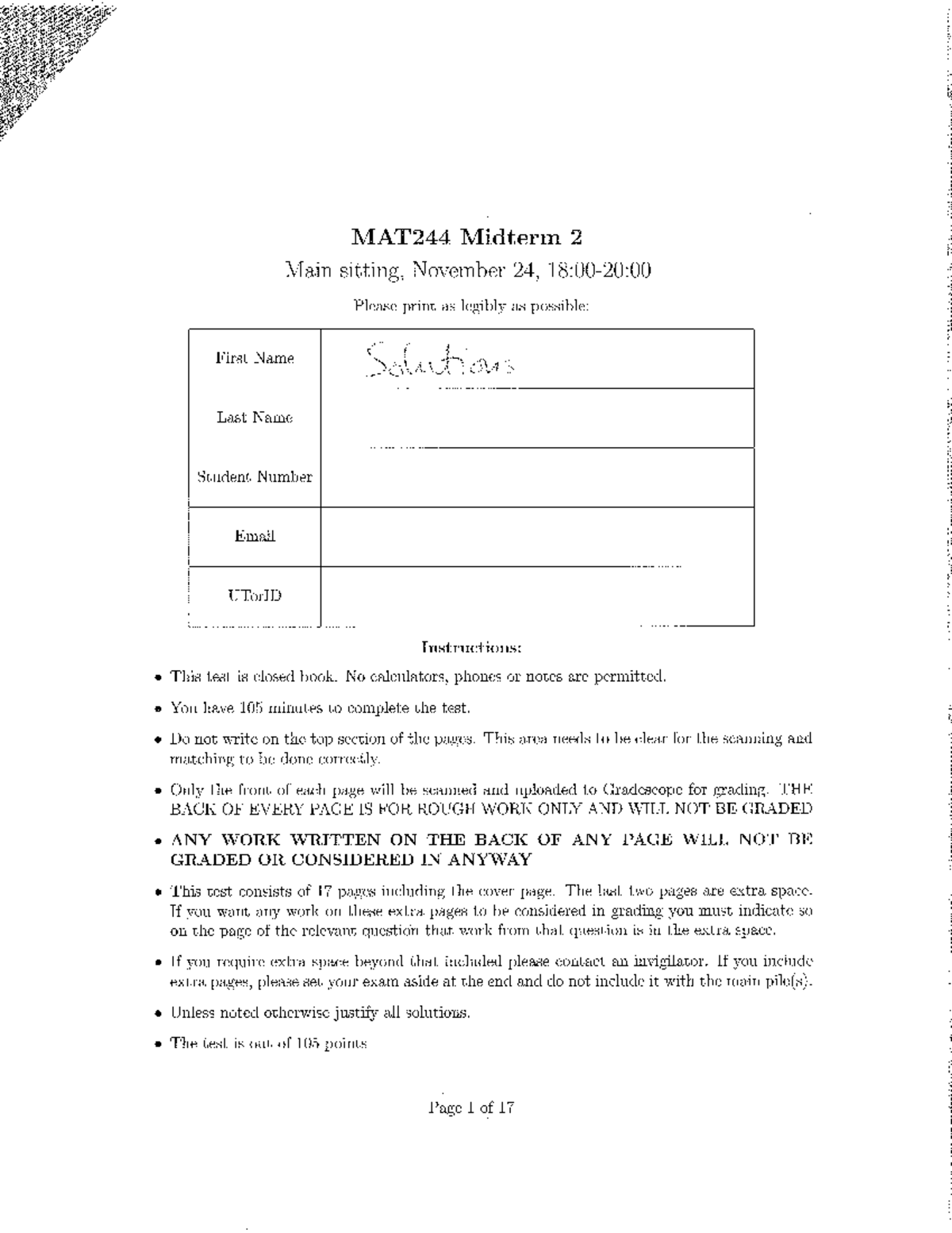 Midterm 2 Solutions Overview for Course Studies - Studocu