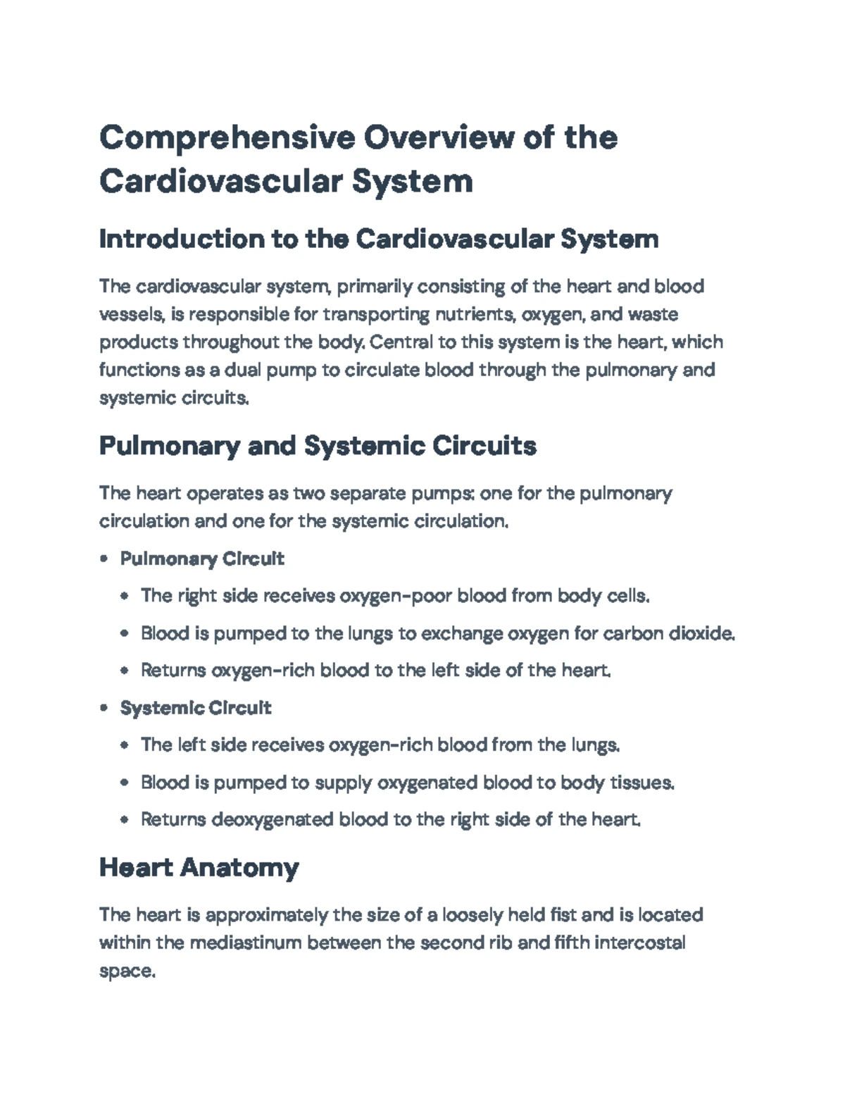 Cardiovascular System (BIO101): Anatomy & Function of the Heart ...