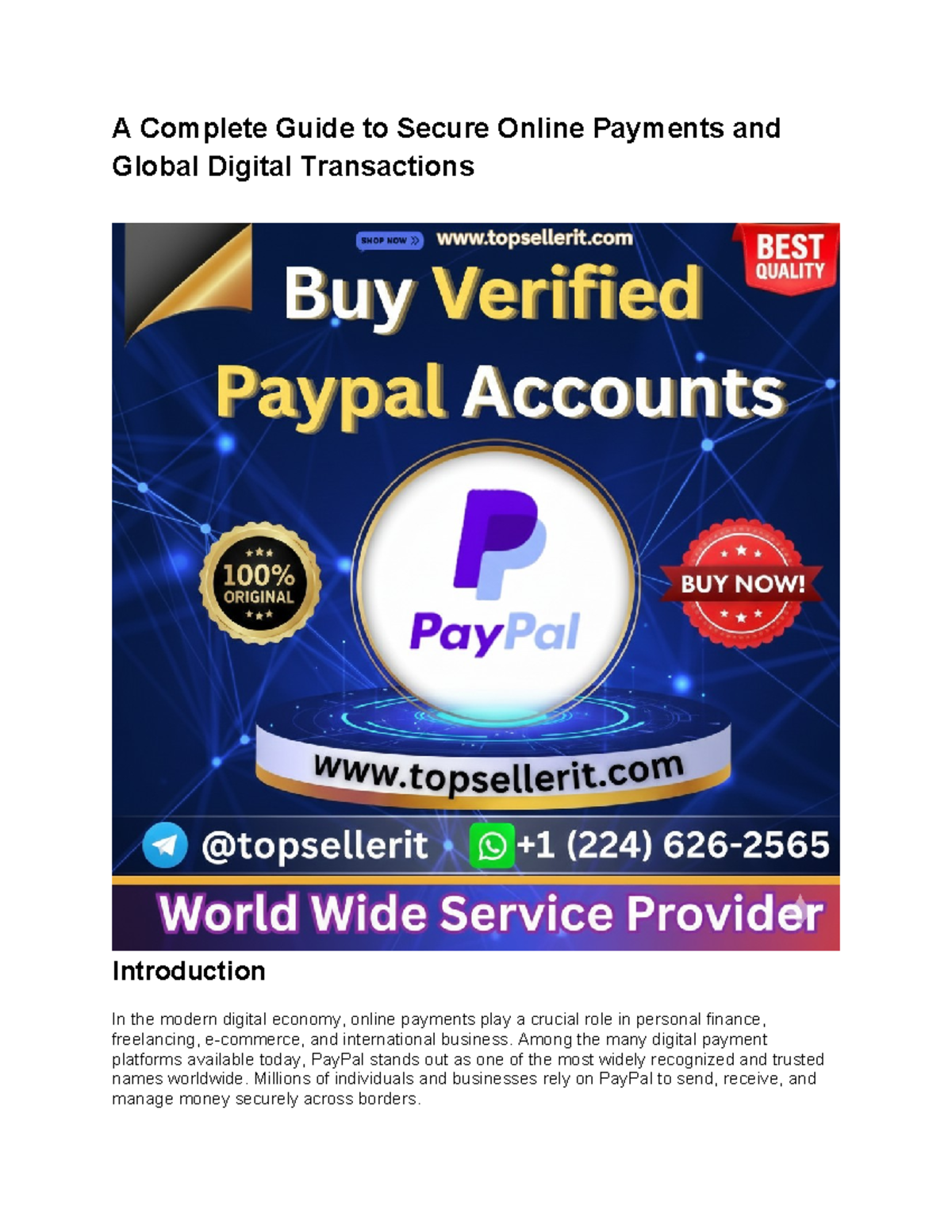 A Comprehensive Overview of Verified PayPal Accounts and Security - Studocu