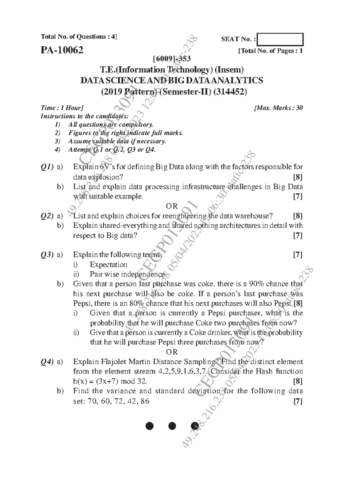 Feb - 2023 - previous year DSBDA question paper - [6009]-353 1 Total No ...