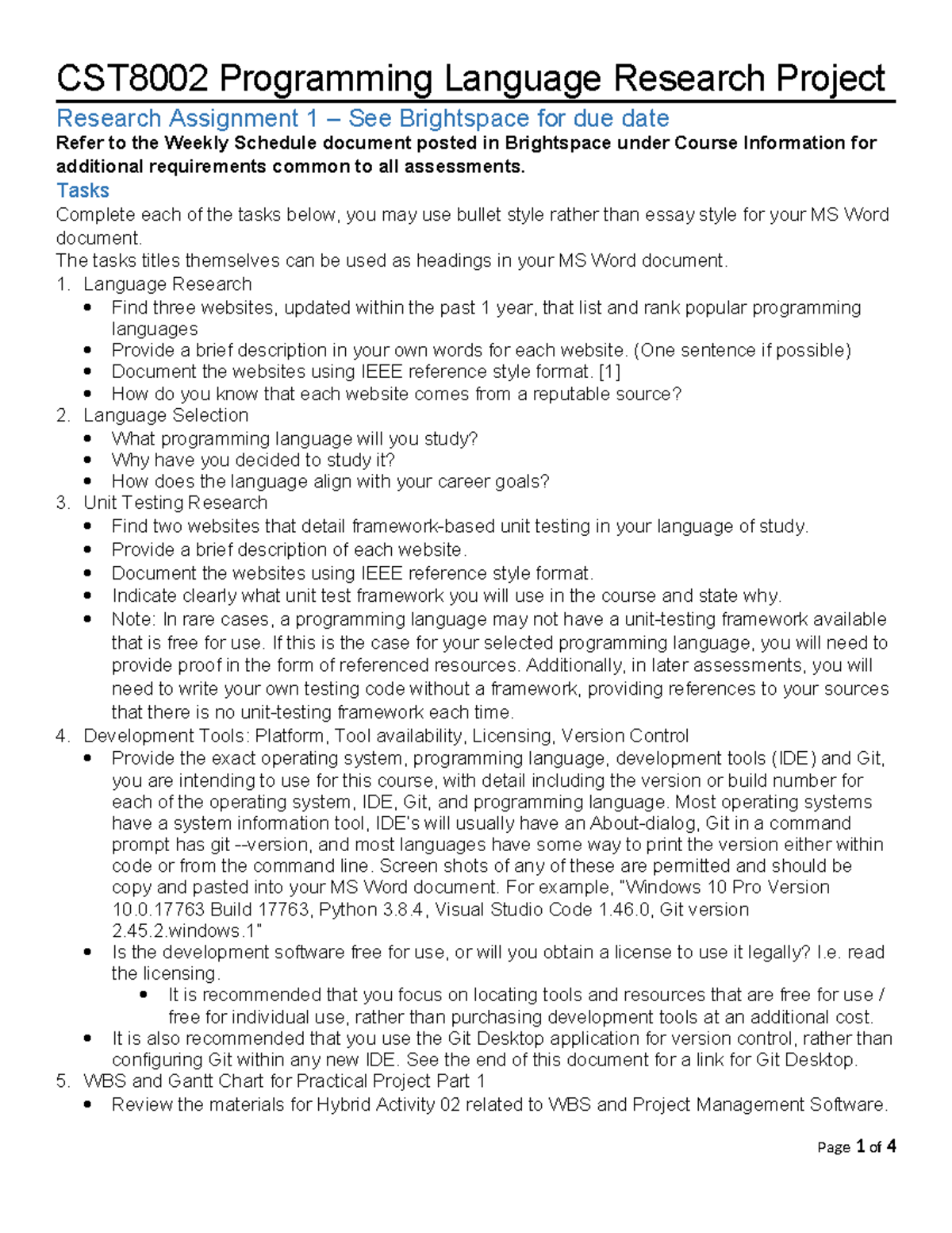 CST8002 Research Assignment 01: Programming Language Study Guide - Studocu