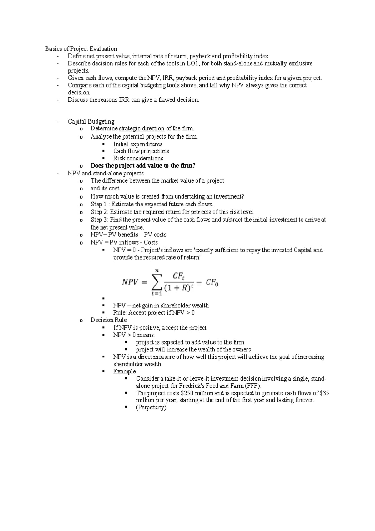 Topic 8 Basics of Project Evaluation - BUSANA7000 - Adelaide - Studocu