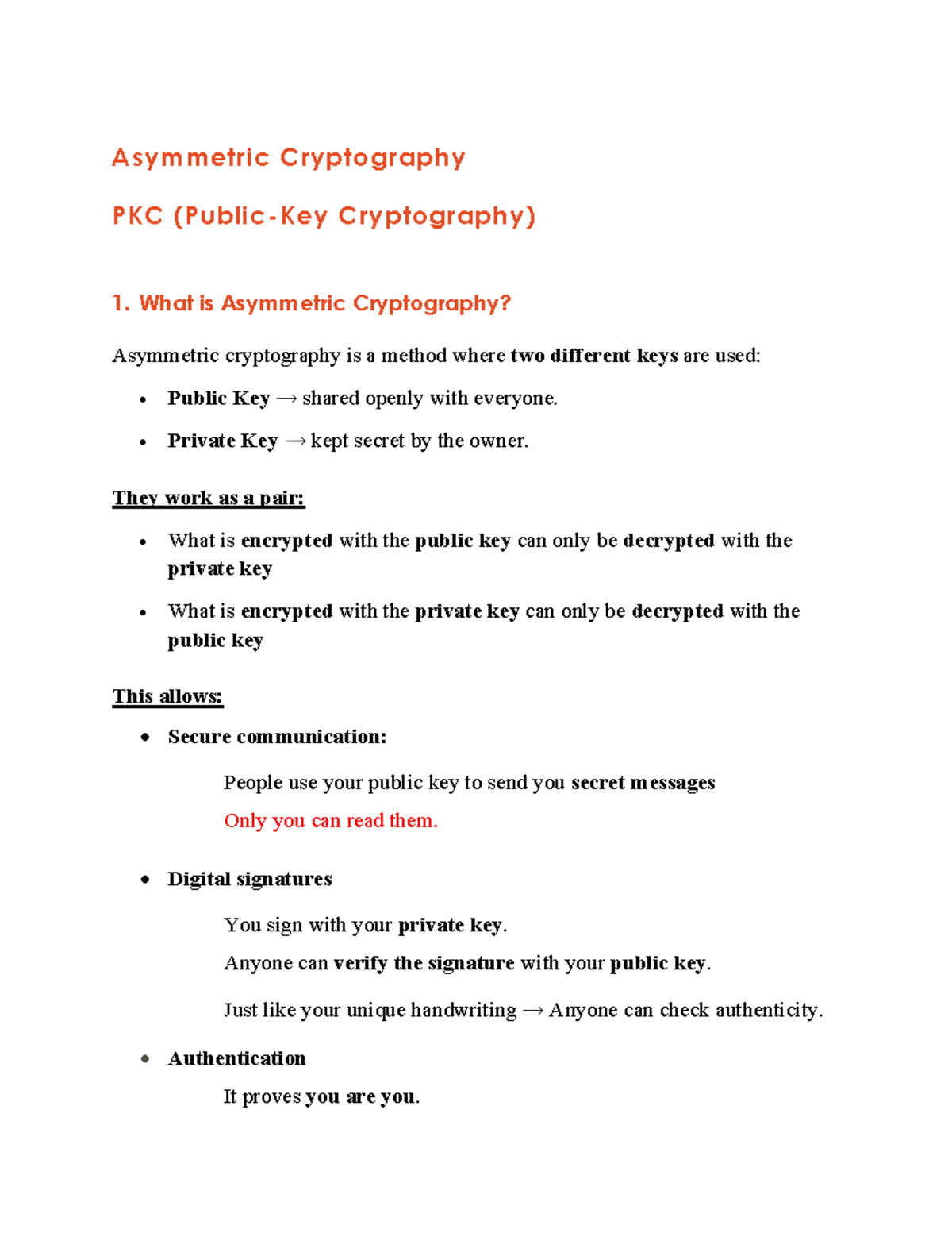 Week 7: Asymmetric Cryptography Overview and Key Concepts - Studocu