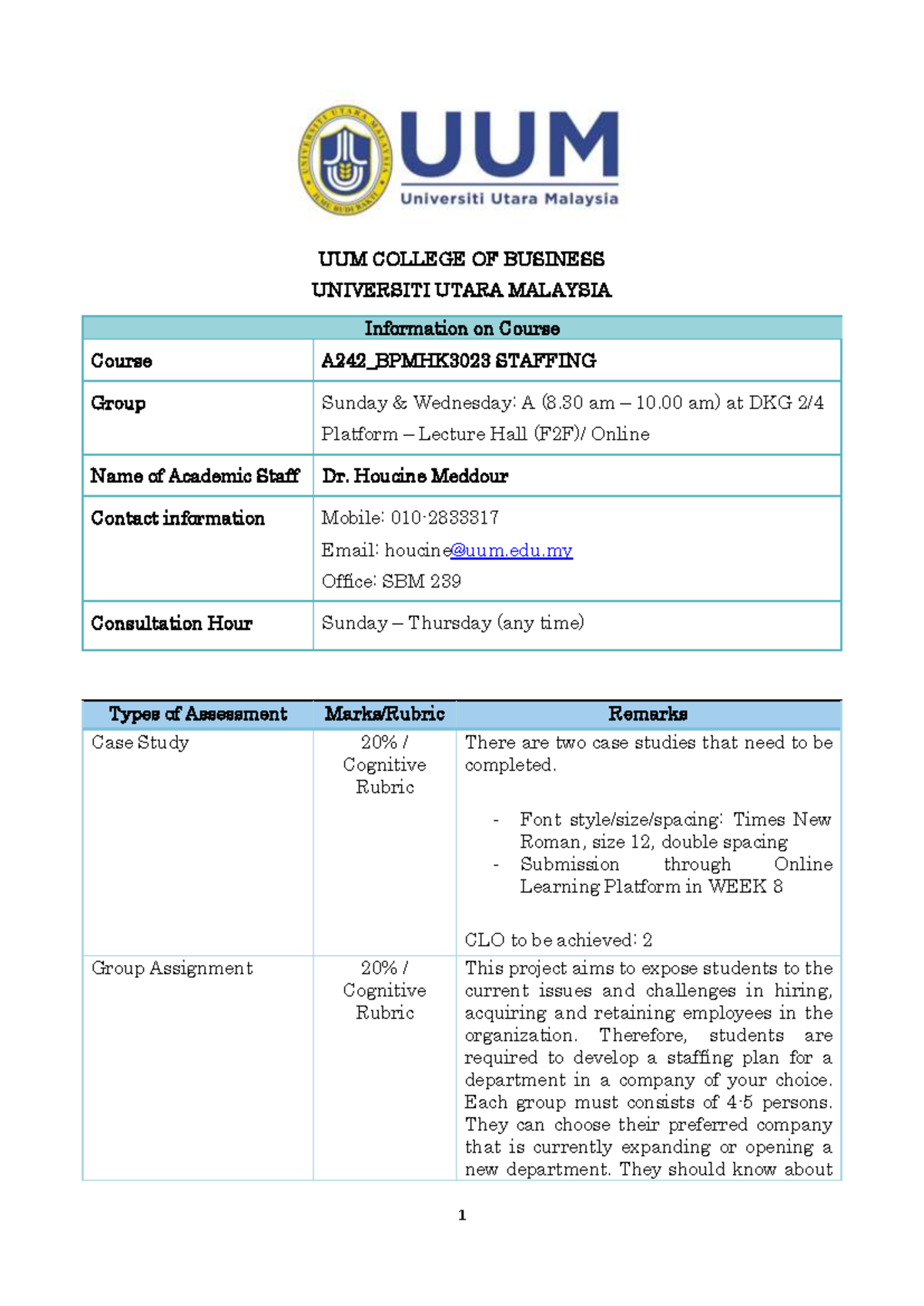A242_BPMHK3023 Staffing Case Study Assignment Guidelines - Studocu